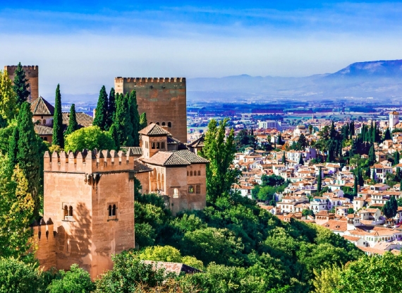 A vista de Alhambra na Andaluzia